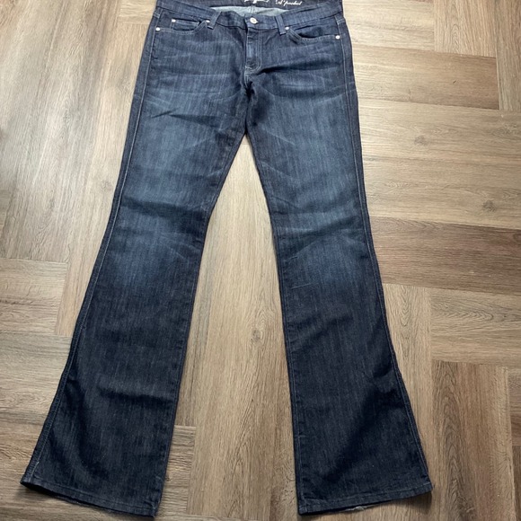 Y2K 7 For All Mankind A Pocket Crystal Studded Flare Jeans Womens 31 Dark Blue - Picture 3 of 11